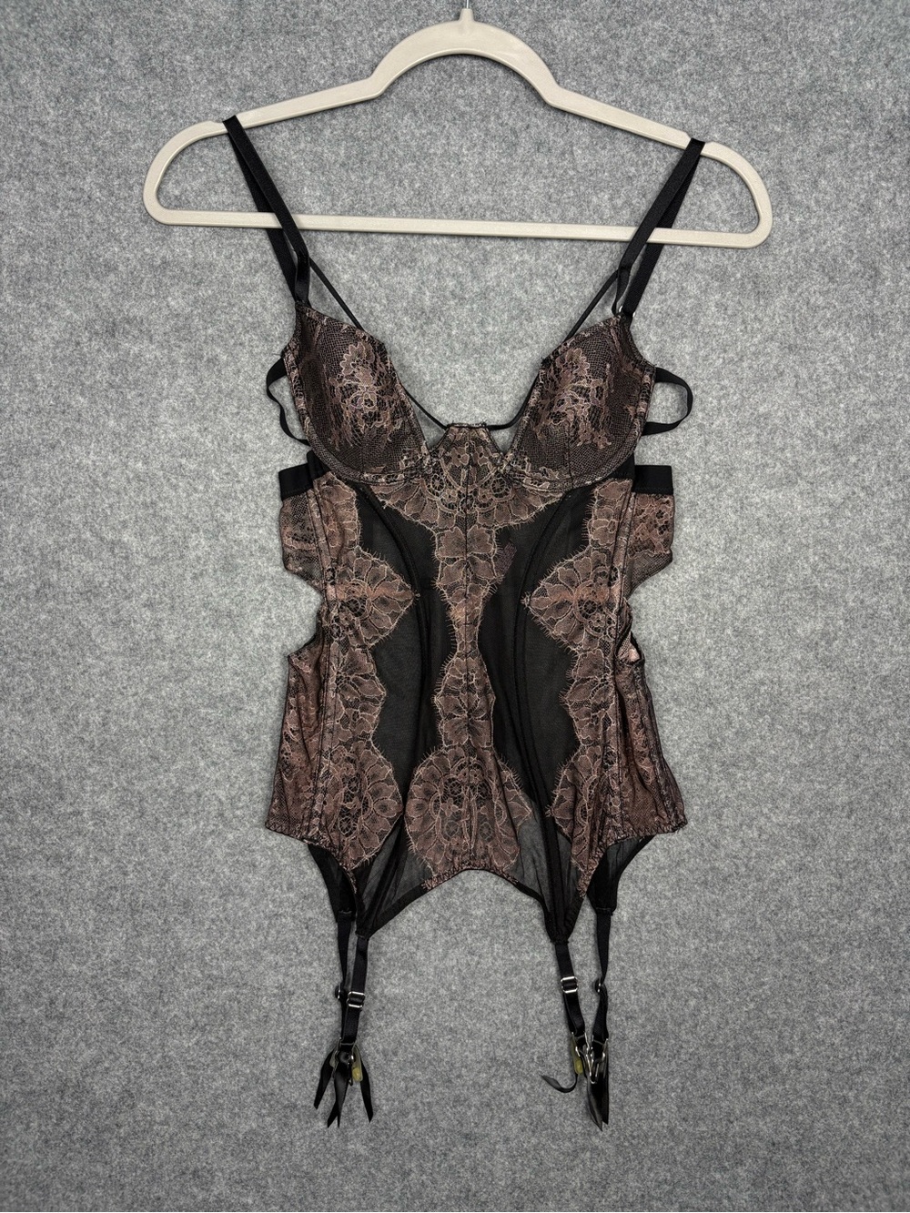 Victoria’s Secret 34B Lace Mesh Bustier Corset Garter Lingerie